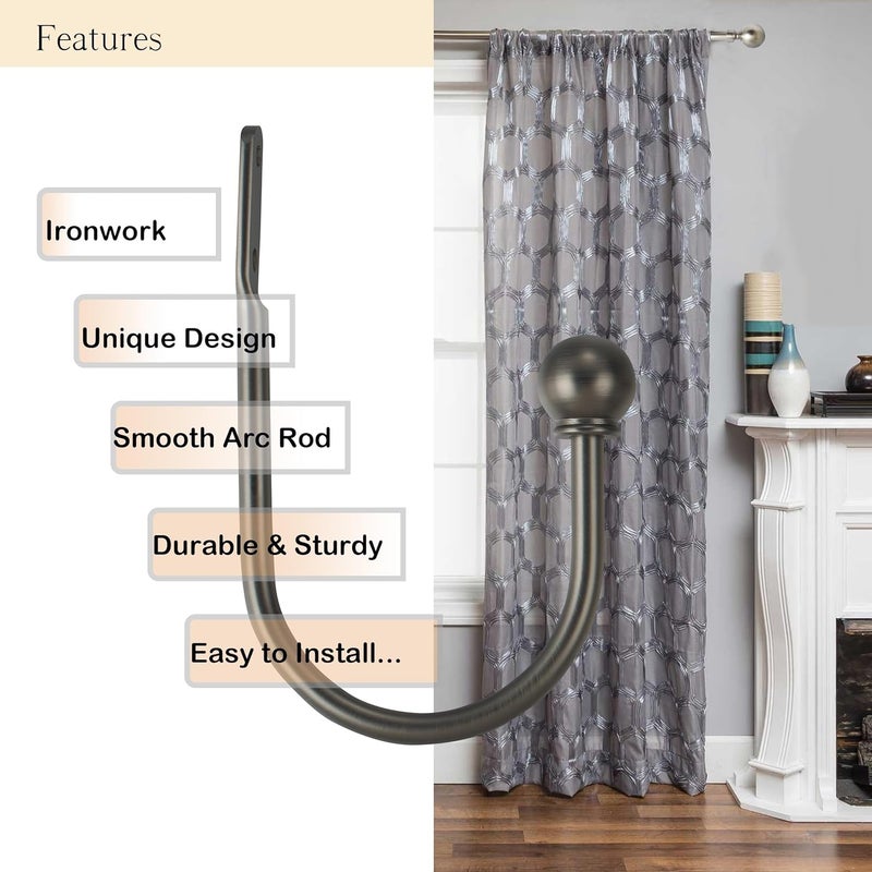 ARNORX Curtain Holdbacks, Hooks, 2 PCS，Solid Steel Hooks, Decorative French Ball End, Curtain Drapery Holdbacks, Wall Mounted, Curtain Tiebacks, Antique Pewter - Image 4